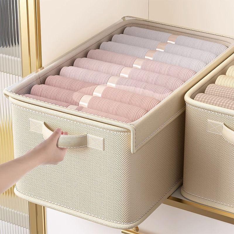 Fabric Drawer-Style Wardrobe Storage Box with Lid for Clothes and Pants