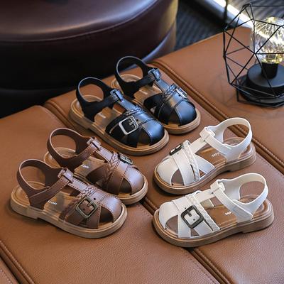 Çocuk Prenses Sandaletleri Yeni Yaz Kaymaz Yumuşak Taban Kız Çocuk Orta ve Büyük Çocuk Velcro Küçük Çocuk Ayakkabıları Plaj Sandaletleri