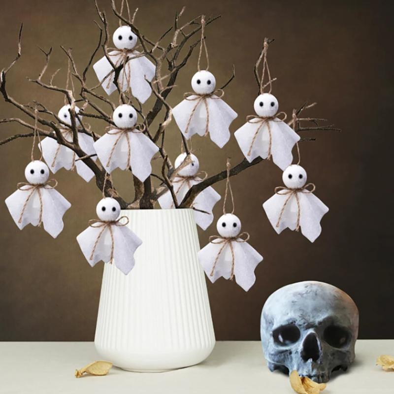 

WTEMPO Indoor Outdoor Garden Small Ghost Doll Tree Ornament Farmhouse Rustic White Cloth Ghost Hanging Pendent Ideal for Yard Lawn Haunted House Party 6pcs белый