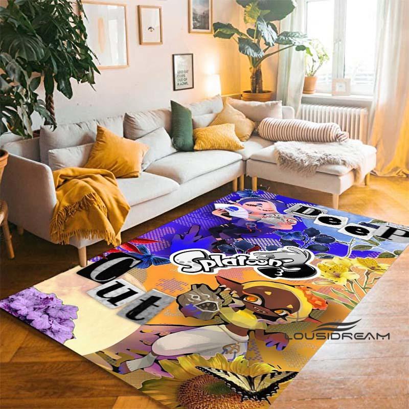 Cartoon Anti-Slip Mat for Kids, PC Gamer, 3D Gaming, Splatoon Rug, Home Carpet, Living Room, Bedroom, Sofa, Doormat, Area Decor1