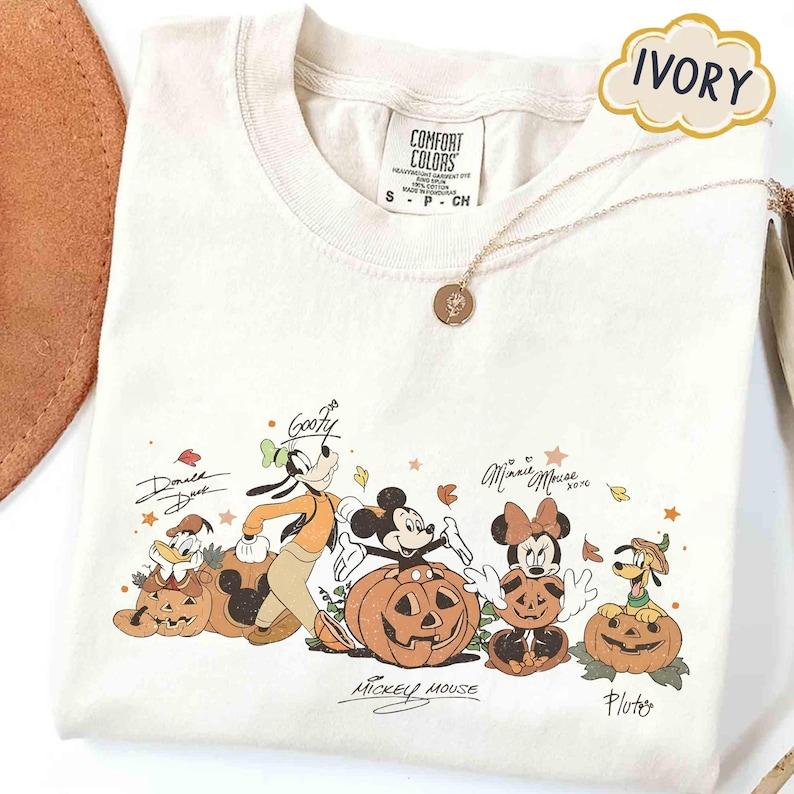Comfort Colors Mickey and Friends Autumn Shirt Disneyland Fall Vibes Tee Disney Family Halloween Mickey Boo Spooky Shirt S