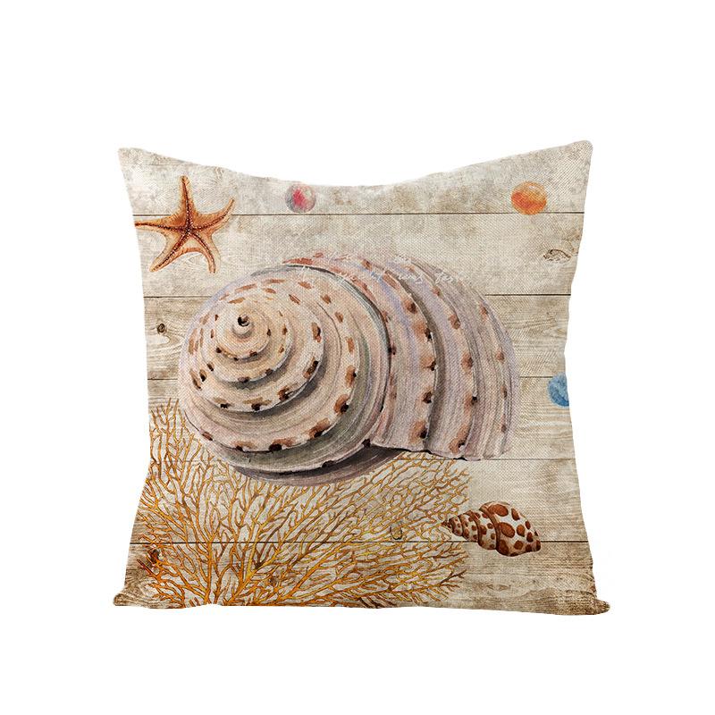 New Retro Style Polyester Pillow Cover Conch Shell Printed Cushion Pillow Cover Home Furnishings