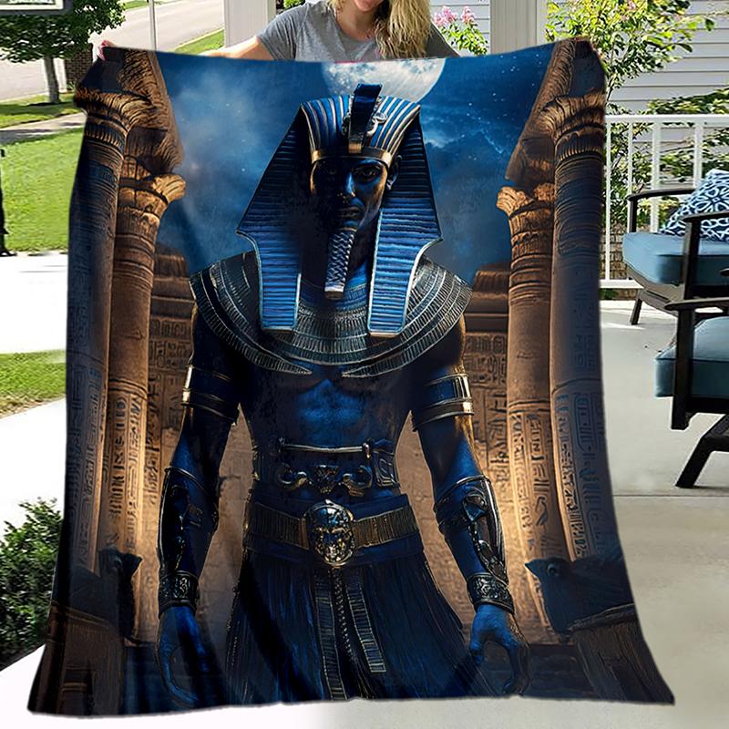1PC Ancient Egyptian murals, Vikings, Anubis blanket, all season lightweight home office outdoor nap multifunctional blanket