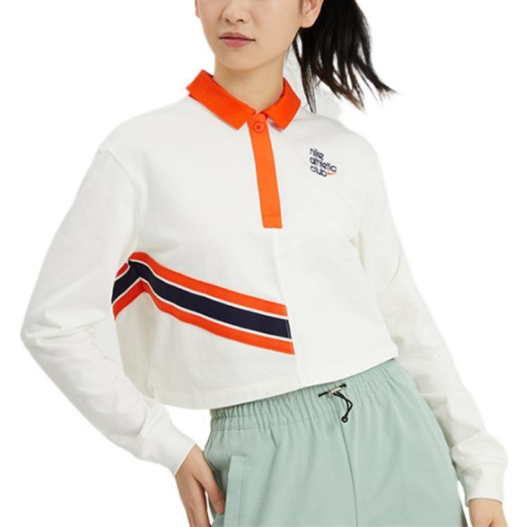 Nike T Shirts Women's White Lapel Moderate Straight Fit DQ9148-133