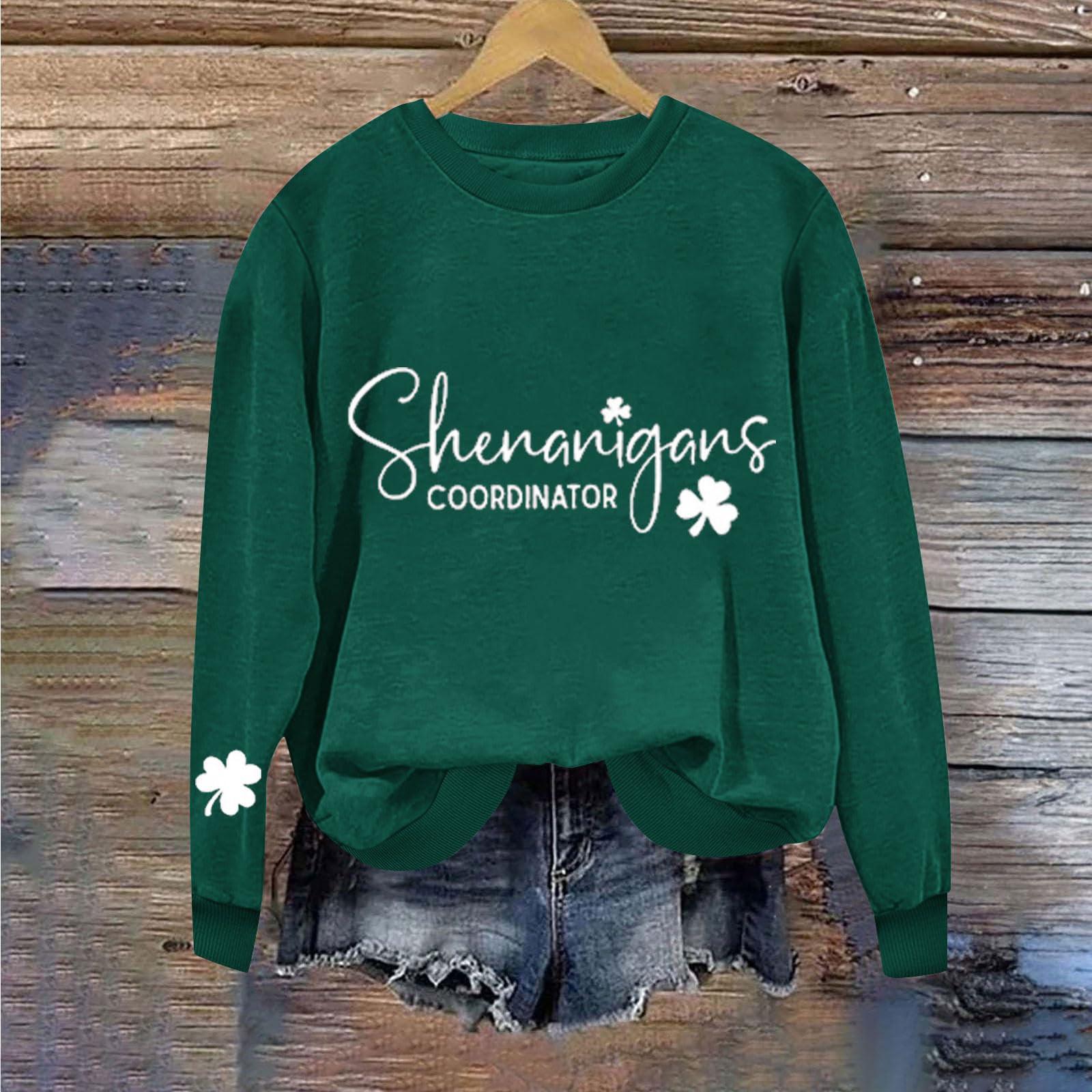 

Женские толстовки с длинным рукавом и круглым вырезом, большие размеры, забавные St. Пуловер «Ирландские рубашки Патрика» L