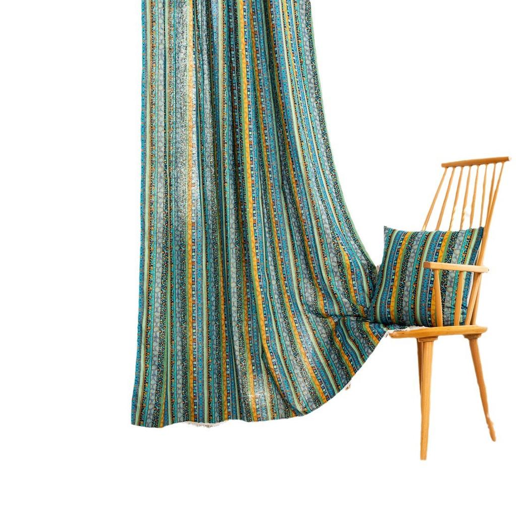 Cortina Acabada Rayas Literarias Japonesas Semicortavientos Dormitorio Algodón y Lino Partición Cocina Cortina de Café