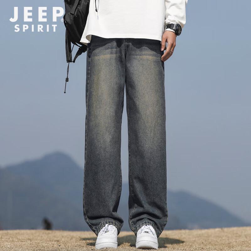 JEEP SPIRIT Men's Retro Loose Straight Leg Jeans