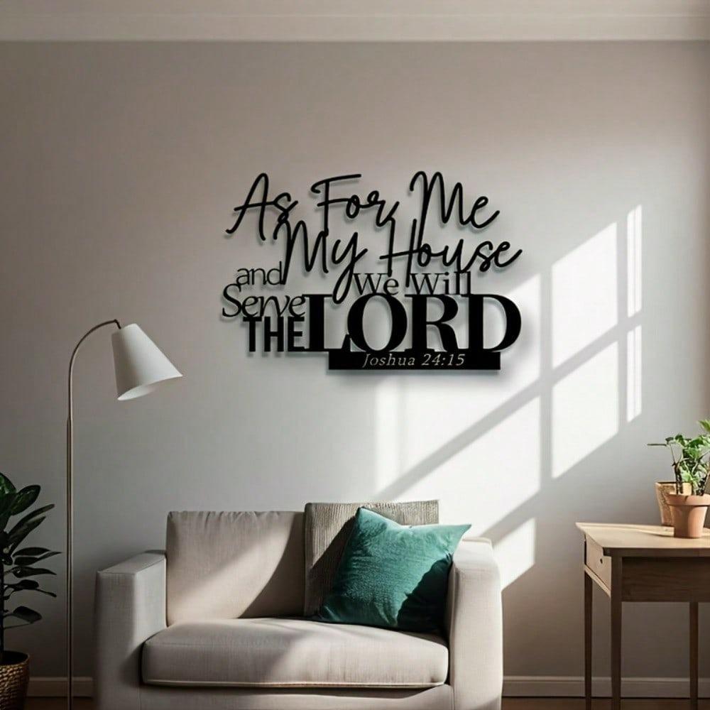 1pc Metal Wall Art Jesus Bible Verse Joshua Scripture Quote Iron Christian Faith Home Decor Living Room Office Religious Gift