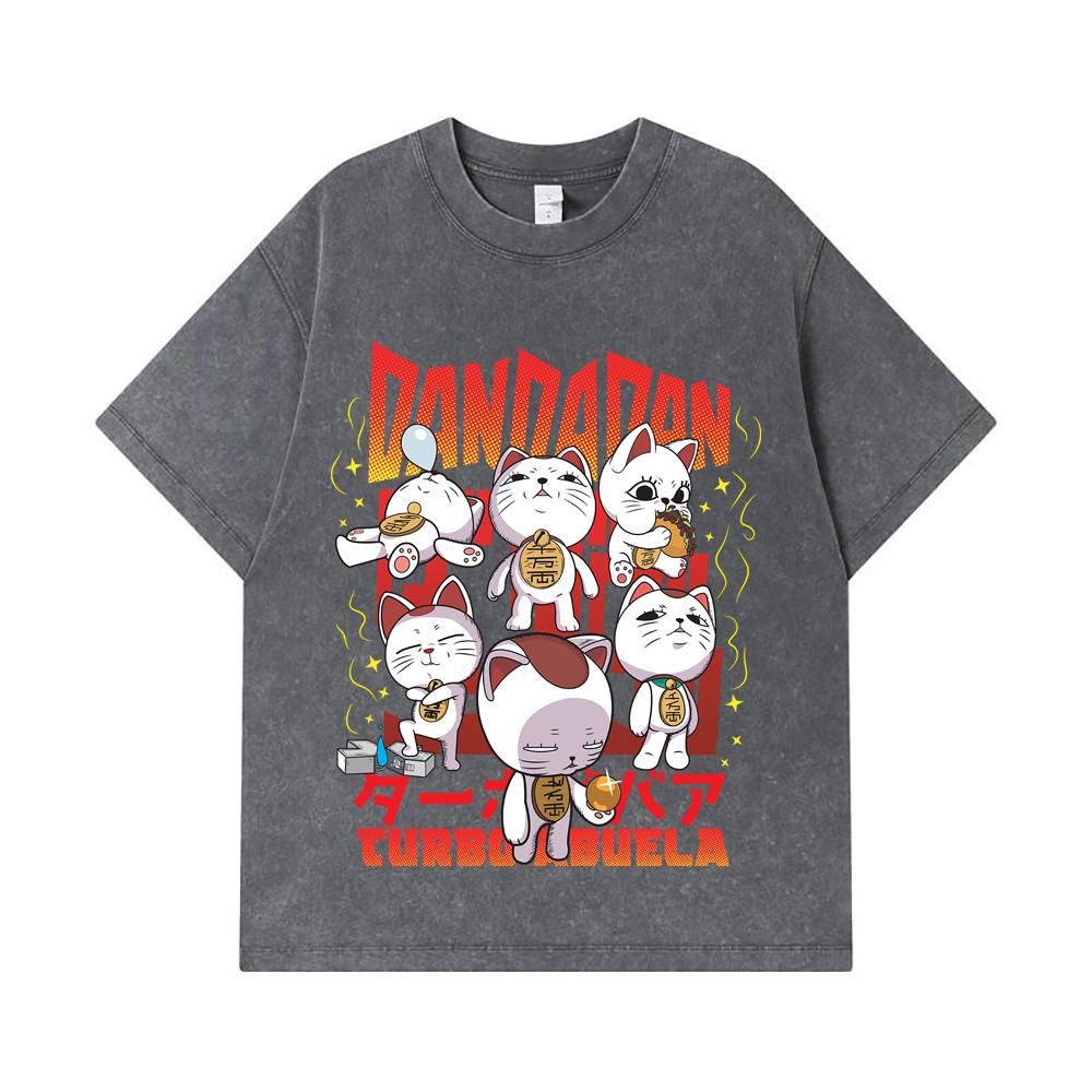275 GSM Washed T-shirts 100% Cotton Dandadan V30 Turbo Granny Print Unisex Heavy Cotton T Shirt