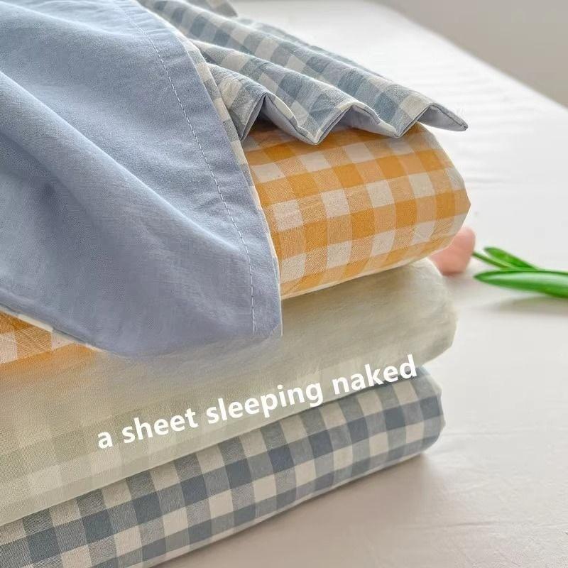 New Arrival Ins Plaid Thick Skin-Friendly Bed Sheet, Single Size For Dormitory Bedroom