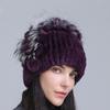 Winter Women's Warm Fashion Thick Wool Hat Rex Rabbit Fur Hat Knitted with Side Flower Hat