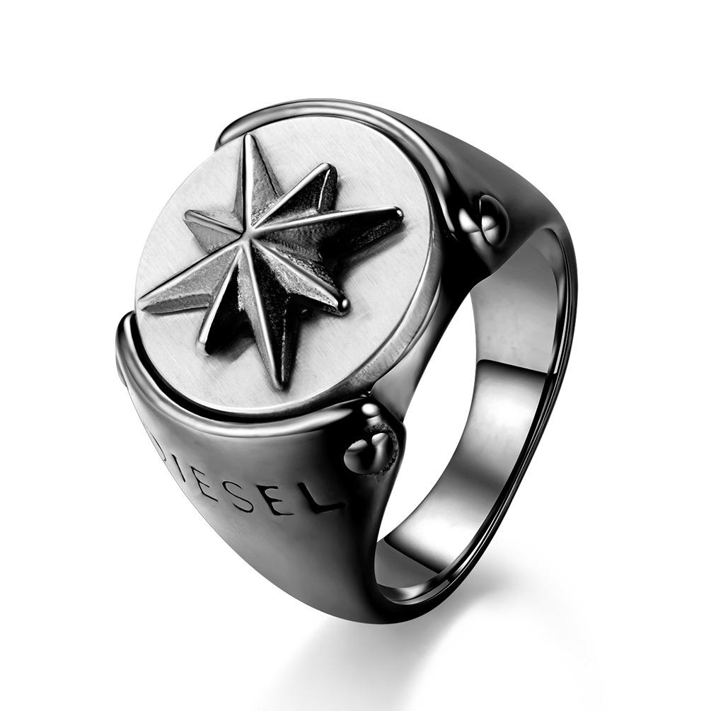 Octagonal Star Titanium Steel Ring Fashion Trendy Hand Decoration Ring Jewelry