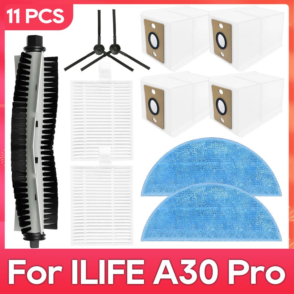 Fit For ( iLife A30 Pro ) Main Side Brush Filter Mop Dust Bag Parts Accessories Robot Vacuum Cleaner Kit