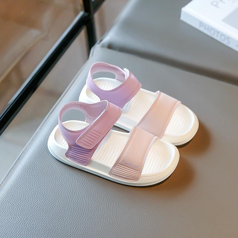 

2025 лето новые сандалии девочки однотонные детские туфли мальчики однотонные пляжные туфли повседневные универсальные сандалии 30