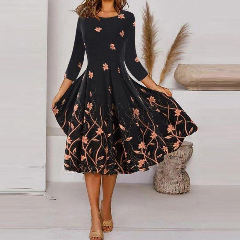 

JPNTKY Fashion Autumn Winter Long Sleeve O-Neck Casual Dresses XXXXXL