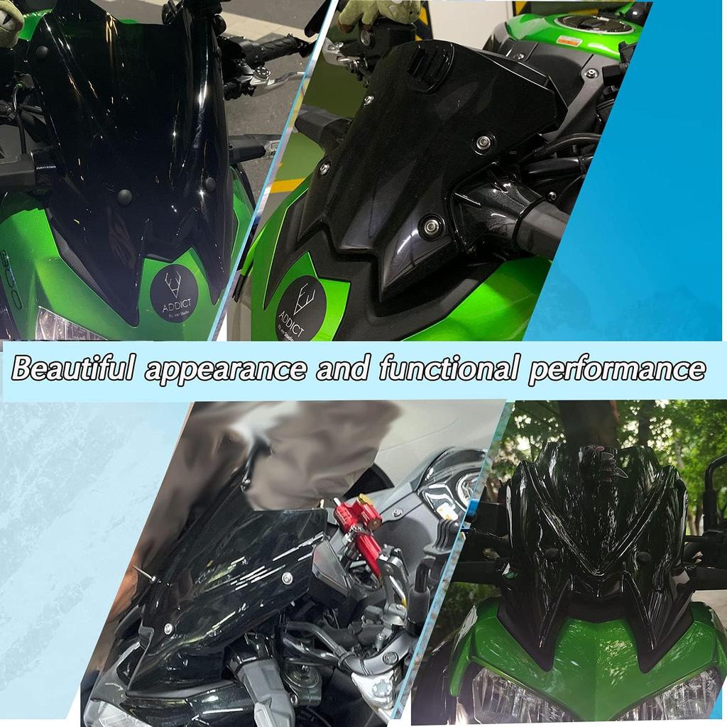 Motorcycle Windshield Wind Deflector Windscreen Front Flyscreen Fairing fit for Ka-wa-sa-ki Z900 Z-900 Z 900 Accessories 2020 2021 2022 2023 (Dark
