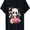 T-shirt Otaku Kawaii Anime Panda Mangia Ramen Fiori di Ciliegio(9)