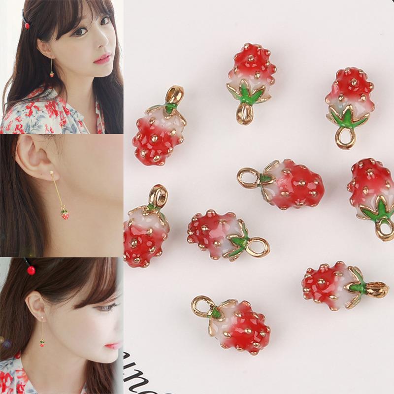 Strawberry Alloy Pendant Earrings DIY Kit: Handmade Dangle Earrings & Bracelet Accessories