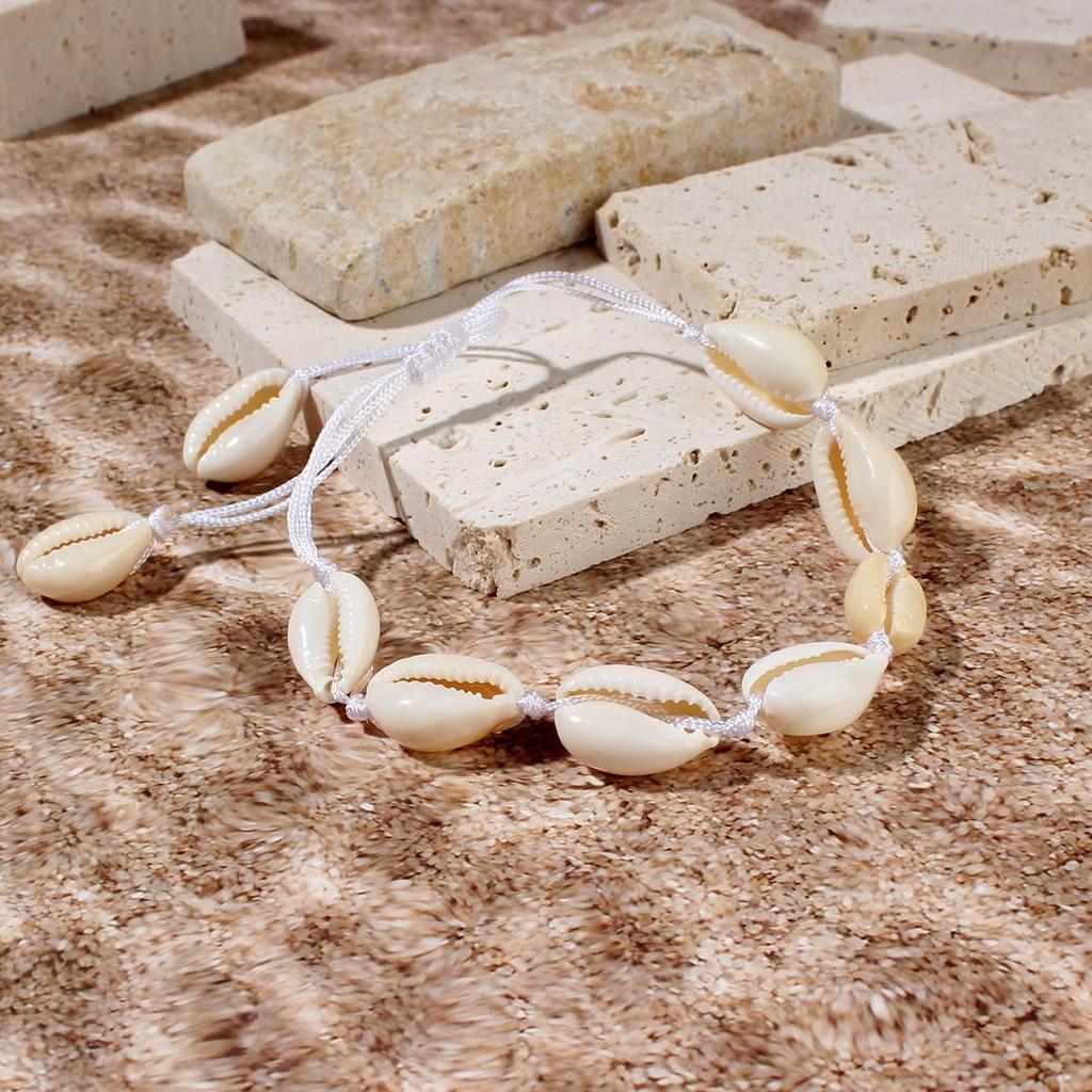 Set Collana, Bracciale, Cavigliera, Conchiglia d'Acqua Dolce & Choker Fatti a Mano Europei e Americani