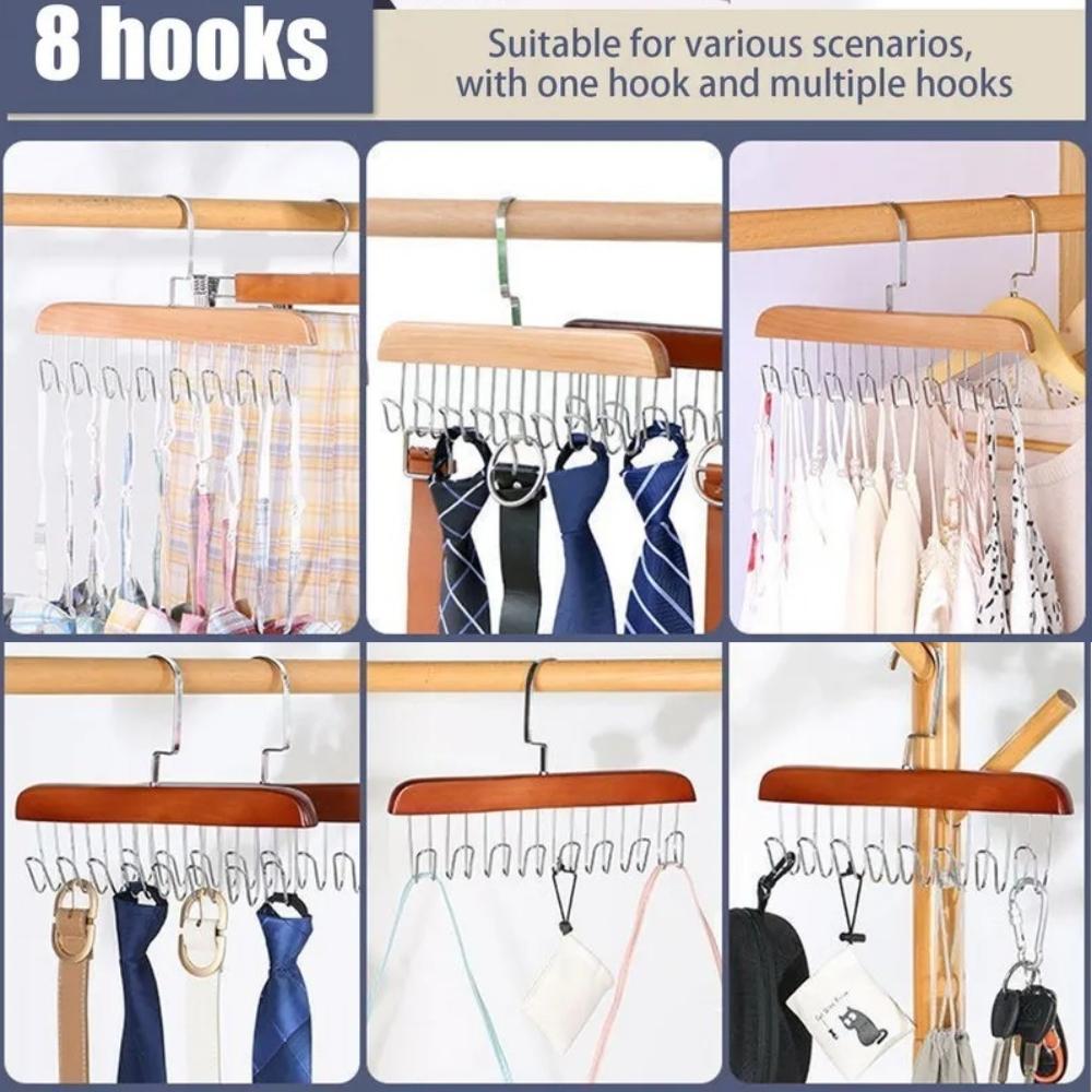 Kleiderbügel aus Massivholz für BHs, multifunktionaler Unterwäschehaken, drehbar, platzsparend, für Schals zur Organisation der Kleiderbügel, Kleiderschrankaufbewahrung