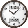 MAG Wall Clock, Analog, Stylish, Interior Decor, Thermometer, Hygrometer, Calendar, Silent, Continuous Second Hand, 29.0cm Diameter, Wood Grain