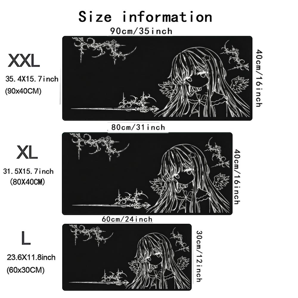 Dark Sketch Girl Mouse Pad Large Computer Office Game Table Mats XXL Rubber Anti-slip Gaming Keyboard Mousepads Long Desk Pads