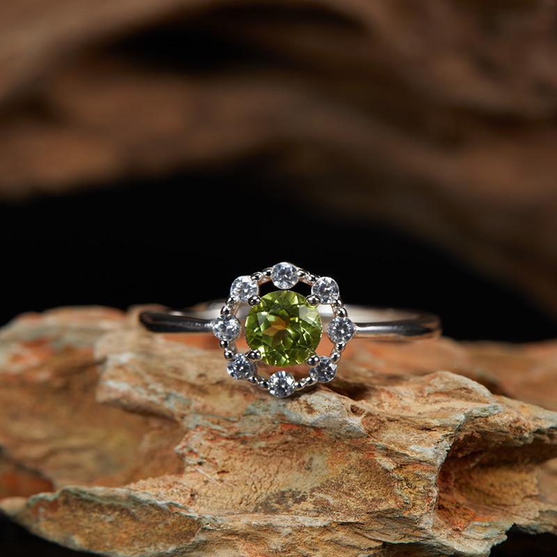 S925 Sterling Silver Natural Topaz Citrine Amethyst Olive Garnet Color Treasure Ring Women'S Jewelry Set Earrings
