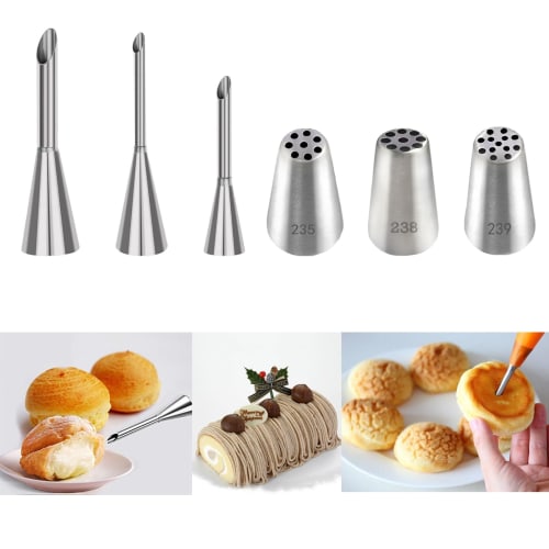 Kumomi Piping Tips, Set of 6, Mont Blanc Piping Tips, Set of 3, Cream Puff Tips, Stainless Steel Pastry Bags, Baking Tools, Baking Tools, Cake Decorat