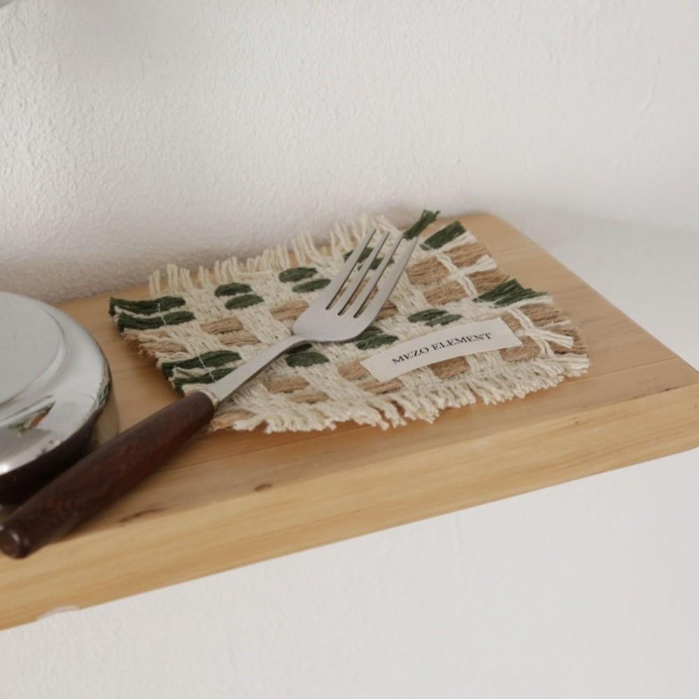 Nordic INS Style Handmade Woven Coaster Square Shape Heat Resistant Heat Insulation Pad Non-Slip Braided Cup Mat Home Decoration