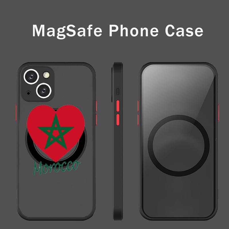 Morocco Flag Phone Case Transparent Magsafe Magnetic Magnet For iPhone 13 12 11 Pro Max Mini Wireless Charging Cover