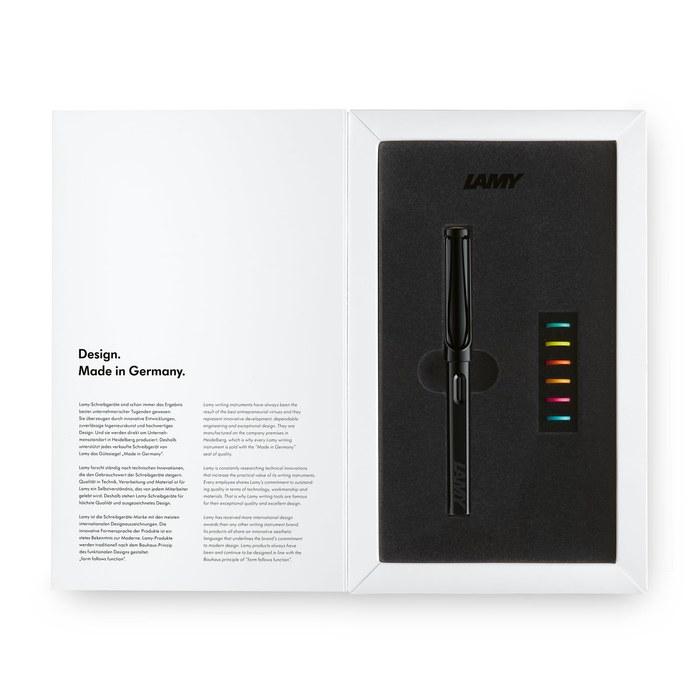 LAMY Safari Fountain Pen Set Multi-color Extra Fine EF with Case (Black)