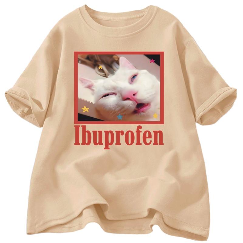 I Buprofen Cat  Meme T-shirt Funny Graphic T Shirts Cute Cat Lover Short Sleeve T Shirt Casual T Shirts Unisex Tshirt Tee Summer