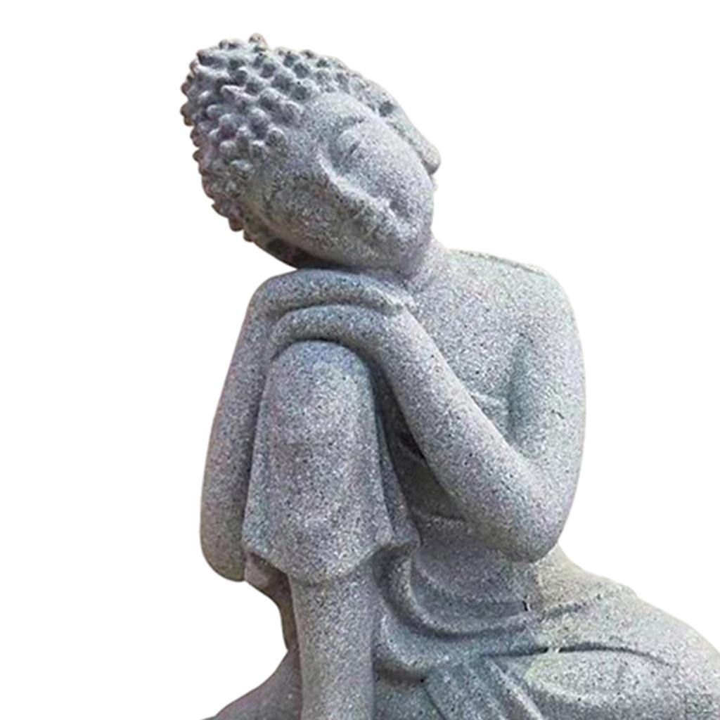 Meditierende Statuendekoration Buddha-Statue, Heimdekorationsfigurine, Grau, Schlafender Buddha, Klein