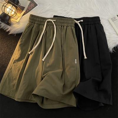 Pantaloncini Estivi da Uomo Moda Retro Colore Unito Casual Gamba Dritta Borsa Taglia Media Pantaloni Larghi Morbidi Pantaloncini a Gamba Larga Uomo Taglie Forti