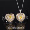 New Huamei Fashion Red Corundum Powder Zirconia Golden Set Light Luxury Jewelry Women's Necklace Ring