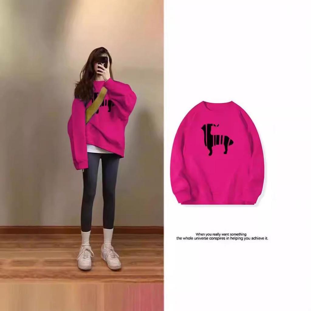 Women's High-End Loose Hoodie with Plus Velvet - Spring/Autumn Pitaya Top