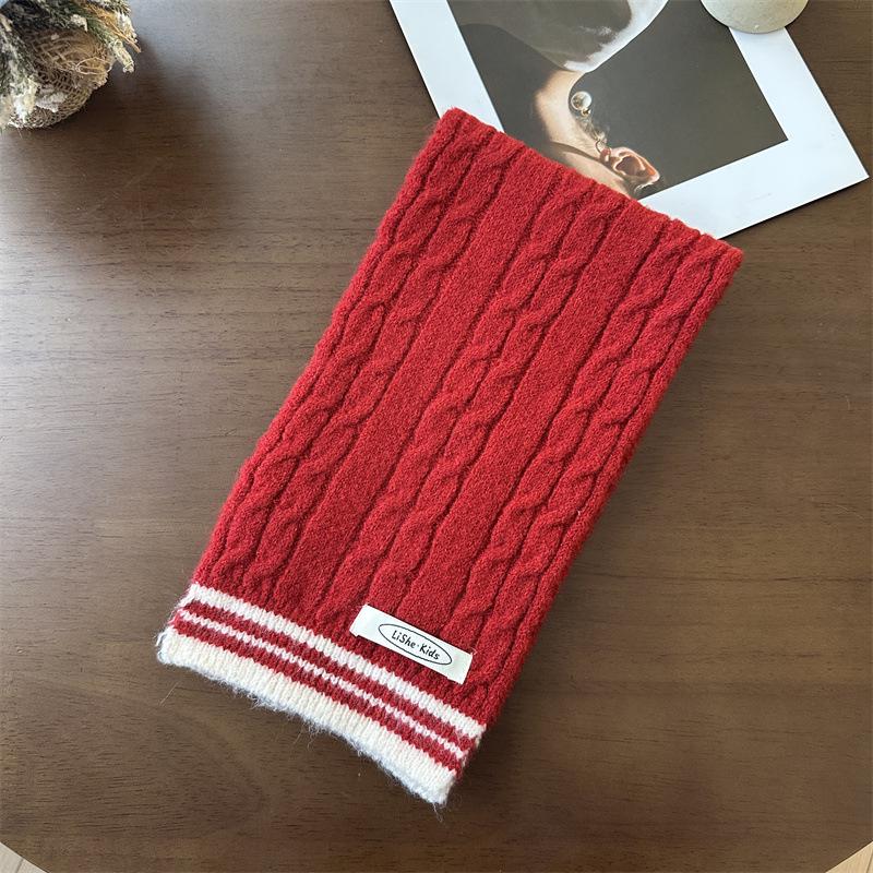 Korean Unisex Striped Knit Scarf - High-End Autumn/Winter Style for Children