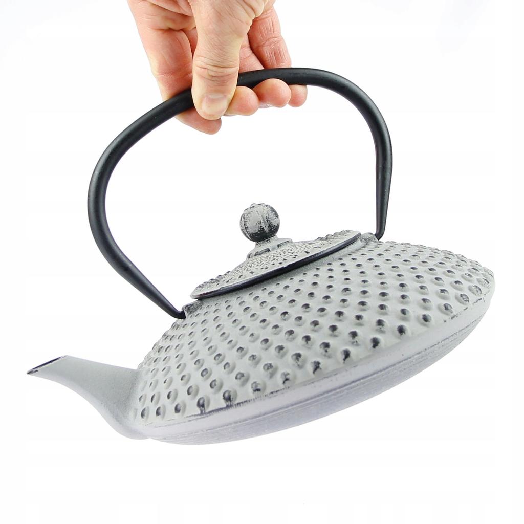 Cast Iron Tea Set Kettle 1.25L Steel Strainer Gray