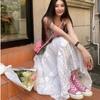 White Lace Skirt Women's Spring and Summer New Pendant Floral Cake Skirt Vacation Style A-word Skirt