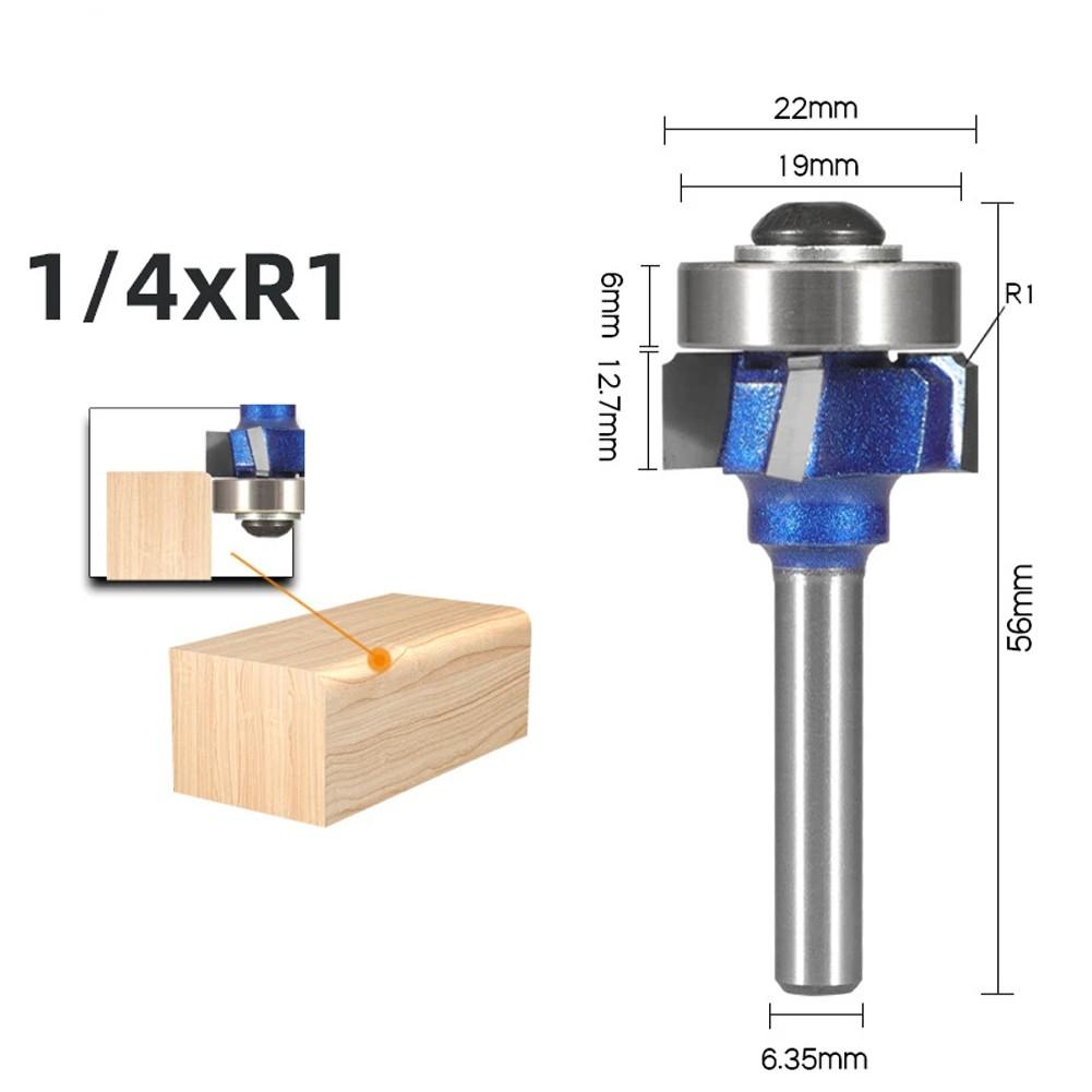 

6/8MM1/4 Shank 4 Corner Router Bit R1 R2 R3 Trim Edging Woodworking Bit for Wood
