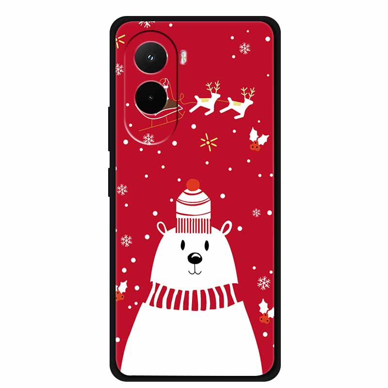Christmas Phone Case For Poco M7 4G Case Christmas Tree Black Silicone Bumper For Xiaomi Poco M7 4G Cover PocoM7 Cartoon Coque