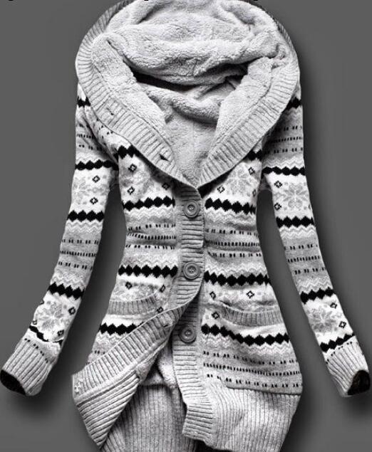 Dámský módní fleecový kabát s kapsami, na knoflíky, s dlouhým rukávem, s kapucí, volný