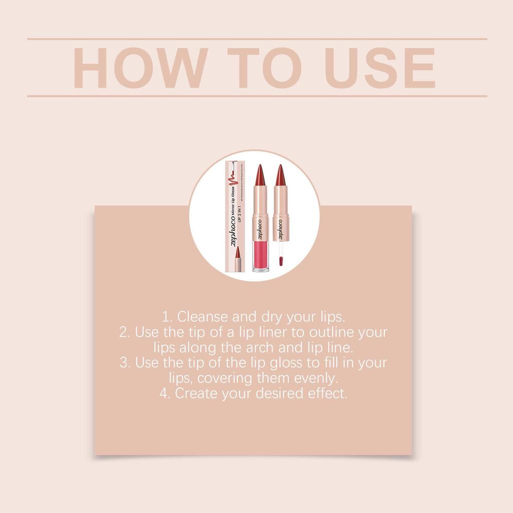 Zephoco Zweifarbiger Spiegel-Lipgloss - Feuchtigkeitsspendend, Seidiges Rotbraun & Nude-Rosa