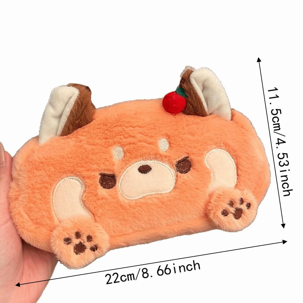 Cartoon Raccoon Pencil Case Soft Touch Stationery Storage Bag Plush Pencil Box Gift