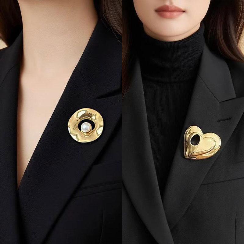 1pc Metal Glossy Pin For Women Unique Exquisite Suit Corsage Pins Party Jewelry Fashion Accessory