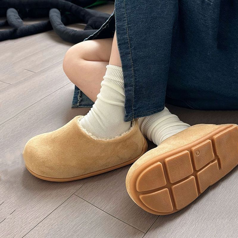 

Fashion outer wear high-end thick-bottomed velvet thermal cotton slippers women s autumn and winter ugly and cute fluffy slippers 40