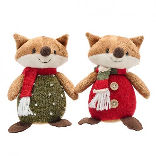 Country Living Fabric Sitting Foxes Christmas Decoration Set (Pack of 2)