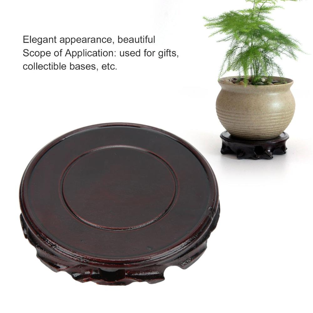 Carved Round Wooden Base Round Wooden Pedestal Base Oriental Display Stand Table Decoration