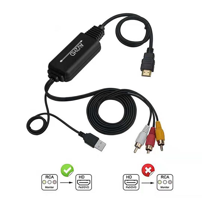 AV To HDMI Converter Cable - RCA To HDMI for TV and Projector