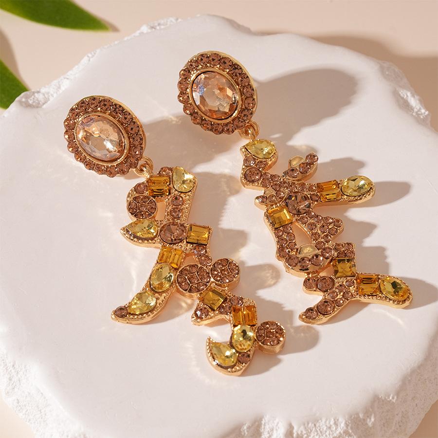 New Year s Lucky Personality Creative Diamond Inlaid Silver Needle Earrings Fashion Chinese Style Temperament Earrings